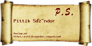 Pittik Sándor névjegykártya